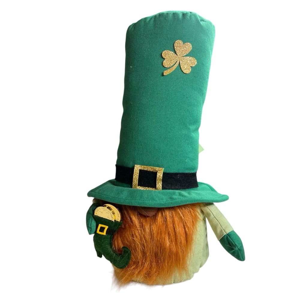Aldi Decor Weighted St Patricks 15" Gnome St Patty's Day Shamrock Green Doorstop